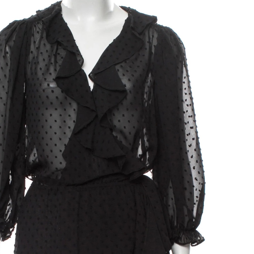 Revolve ICONS Swiss Dot Flamenco Wrap Dress - Picture 6 of 15